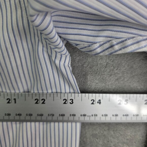 Mens Hart Schaffner Marx Shirt White Pinstripe Cotton Button Down Size 16.5 - Picture 7 of 9